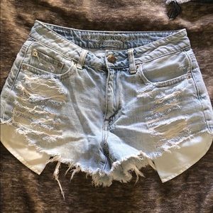 High waisted denim shorts